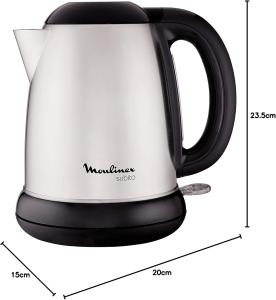 Image Bouilloire Électrique sans Fil Moulinex BY540D10 Subito Inox  1,7L 2400W - Noir