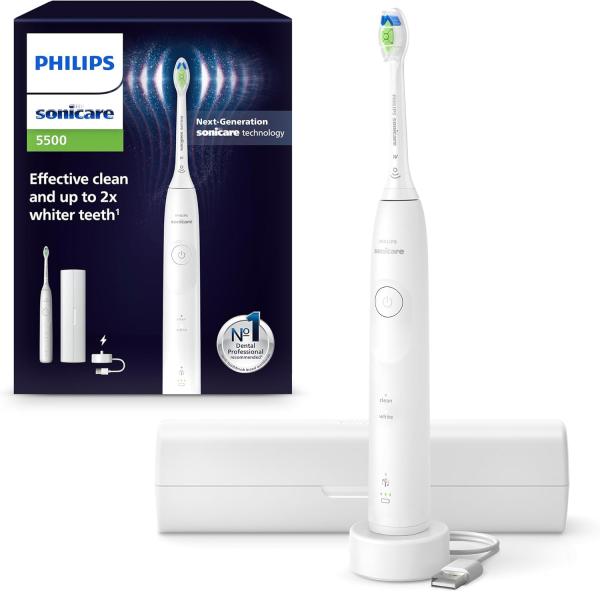Image Brosse à dents électrique Philips HX7110/02 Sonicare 5500 EasyStart - SmarTimer et BrushPacer, Blanc