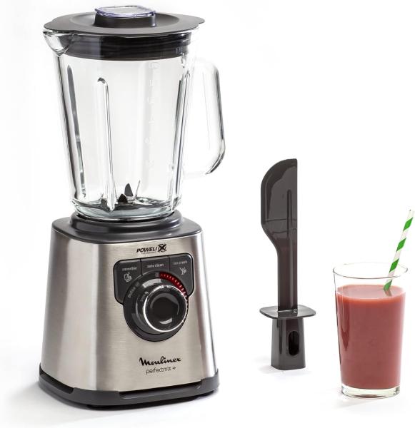 Image Mixeur Moulinex LM811D10 PerfectMix+ - Blender haute vitesse, 1200 W, Bol en verre de 2L