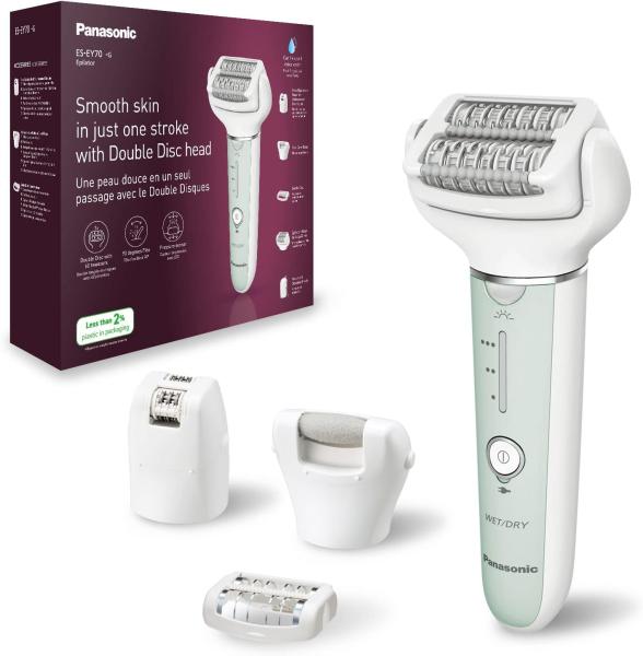 Image Épilateur Femme Panasonic ES-EY70-G503 Wet et Dry - Tête Flexible Pivotante 90° - Double Disque - Vert