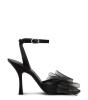 Image Stuart Weitzman Sandales Femme Blushing Bow 100 - Cuire Nappa Laqué / Mesh - Noir ou Gingembre - Taille 36 à 41