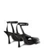 Image Stuart Weitzman Sandales Femme Blushing Bow 100 - Cuire Nappa Laqué / Mesh - Noir ou Gingembre - Taille 36 à 41
