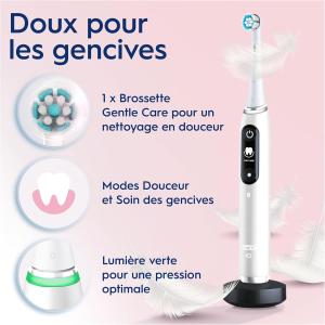 Image Brosse À Dents Électrique Oral-B iO Series 7 - Capteur De Pression - Chargeur, 2 Brossettes et Étui De Voyage - Blanc