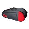 Image Wilson Team Housse - Capacité 6 Raquettes de Tennis - 2 Compartiments - Gris Foncé/Rouge