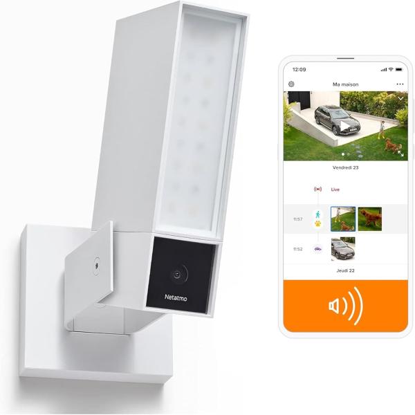 Image Caméra de Surveillance Extérieure Netatmo NOC-S-W-FR Intelligente avec Sirène 105dB - Wifi - Détection Des Mouvements, Vision Nocturne - Blanc