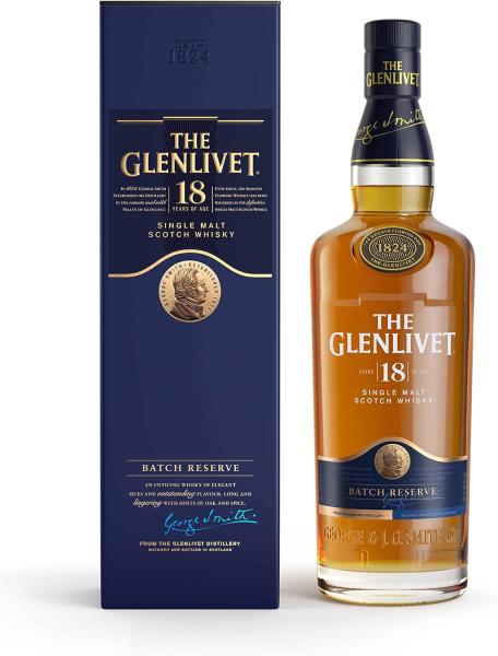 Image Coffret Whisky Ecossais THE GLENLIVET Single Malt - 18 ans d'âge - Batch Reserve - Fruité et Epicé - 40%, 70cl