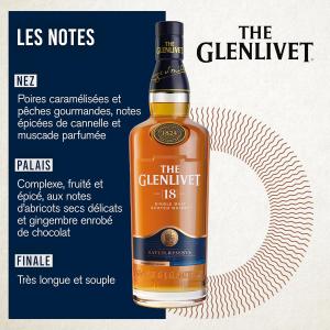 Image Coffret Whisky Ecossais THE GLENLIVET Single Malt - 18 ans d'âge - Batch Reserve - Fruité et Epicé - 40%, 70cl