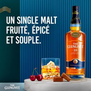 Image Coffret Whisky Ecossais THE GLENLIVET Single Malt - 18 ans d'âge - Batch Reserve - Fruité et Epicé - 40%, 70cl