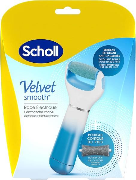 Image Râpe Electrique Scholl Velvet Smooth - Rouleau Exfoliant et Anti-Callosités + Rouleau Contour du Pied - Piles Incluses