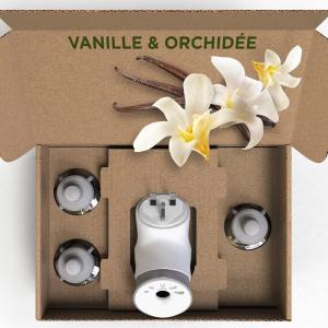 Image Pack Complet Air Wick Désodorisant Maison Kit Diffuseur Electrique + 3 Recharges Parfum Vanille & Orchidée X 19ml -blanc