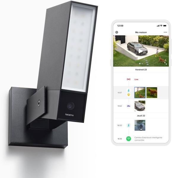 Image Caméra de Sécurité Extérieure Netatmo NOC-AMZ - Connectée Intelligente - Vidéo HD 1080p 4MP, Vision Nocturne IR, Stockage Local