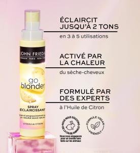 Image Spray Éclaircissant Ciblé  Cheveux Femme JOHN FRIEDA Go Blonder - Peroxyde - Huile de Citron - 100 ml