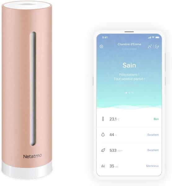 Image Capteur Intérieur Connecté Netatmo NHC-EC Home Coach - Qualité de l'Air, Température, Humidité et CO2, Alerte Automatique et Recommandation