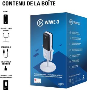 Image Micro Streaming à condensateur USB Elgato Wave:3 - plug & play sur Mac et PC - Blanc