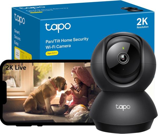 Image Caméra Surveillance WiFi intérieure 360° Tapo C211 - 2K(3MP) - Télécommande, Compatible avec Alexa, Noir