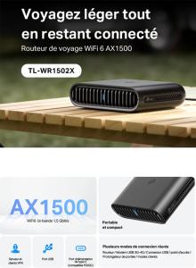 Image Routeur WiFi 6 TP-Link TL-WR1502X - Router AX1500 Mbps Bi-Bande - Port d'alimentation USB de Type C - Noir