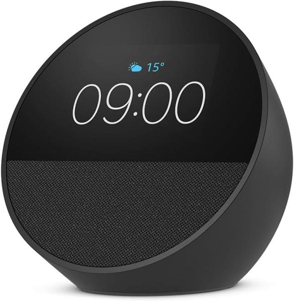 Image Réveil connecté Amazon Echo Spot - Son de qualité et Assistant Alexa - Modèle 2024 - Noir ou Bleu