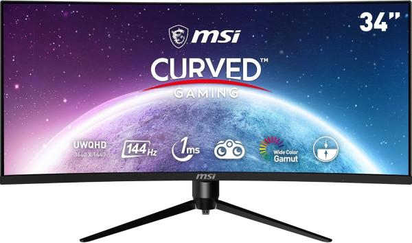 Image Écran PC 34" Incurvé Gamer MSI MAG342CQR Optix - Dalle VA, 3440x1440, 144Hz / 1ms, Adaptive Sync, HDR Ready - Noir