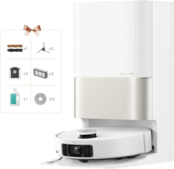 Image Robot Aspirateur DREAME X50 Ultra Complete - Aspiration jusqu'à 20 000 Pa, Nettoyage en Profondeur d'un Bord à l'autre, Brosse démêlante - Blanc