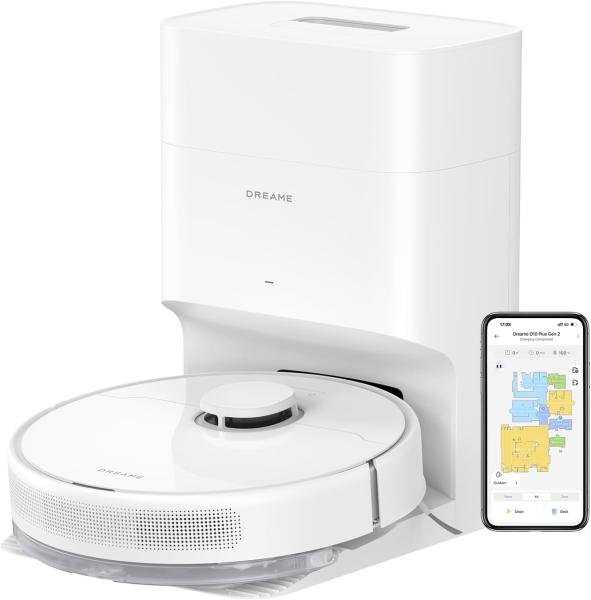 Image Robot Aspirateur Laveur DREAME D10 Plus Gen 2 - Navigation LiDAR, Aspiration 6000Pa - Blanc