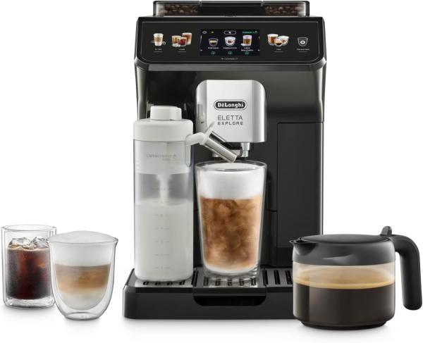 Image Machine à Café Barista De'Longhi ECAM452.67.G Eletta Explore Cold Brew - LatteCrema Hot and Cool - Automatique, Extraction Froide - Gris Foncé