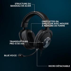 Image Casque de Gaming Filaire Logitech G Pro X SE - Microphone détachable - DTS: X 7.1 - Noir