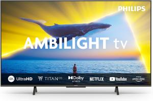 Image Smart TV 55" LED 4K Philips 55PUS8109 Ambilight - Titan OS et Son Dolby Atmos - Assistant Vocal Alexa et Google - Chrome satiné