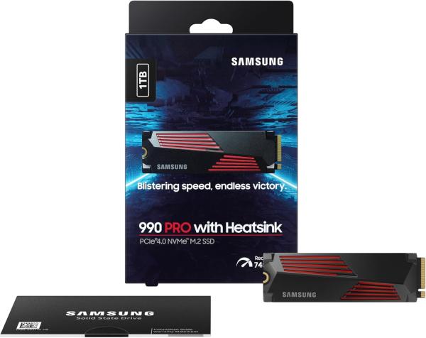 Image SSD Interne 1To Samsung MZ-V9P1T0CW -  990 PRO - NVMe M.2 PCle 4.0 - Lecture jusqu'à 7 450 Mo/s