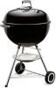 Image Barbecue à Charbon Weber 1341504 Classic Kettle - Thermomètre Intégré - Pieds et Roues - Vasque en Porcelaine Émaillée - Noir