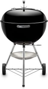 Image Barbecue à Charbon Weber 1341504 Classic Kettle - Thermomètre Intégré - Pieds et Roues - Vasque en Porcelaine Émaillée - Noir