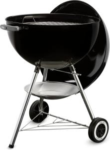 Image Barbecue à Charbon Weber 1341504 Classic Kettle - Thermomètre Intégré - Pieds et Roues - Vasque en Porcelaine Émaillée - Noir