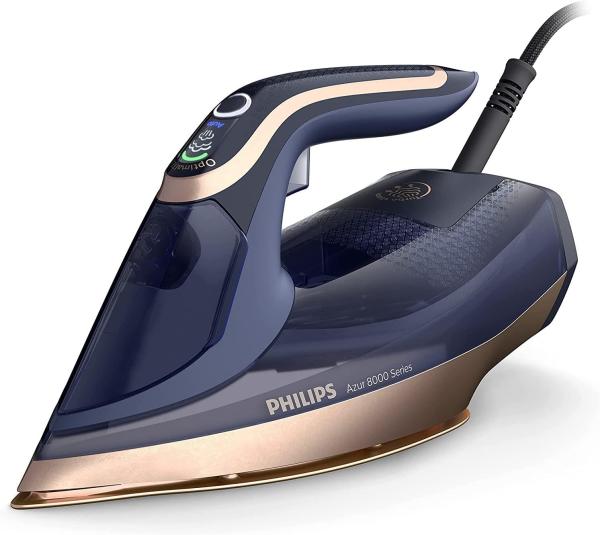 Image Fer à Repasser Vapeur Philips DST8050/20 Azur 8000 Series - Effet Pressing - Technologie OptimalTEMP, Semelle SteamGlide Elite, Bleu Foncé