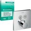Image Mitigeur thermostatique hansgrohe 15763000  ShowerSelect SafetyStop - Thermostat carré, 2 sorties, Chromé