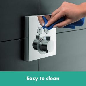 Image Mitigeur thermostatique hansgrohe 15763000  ShowerSelect SafetyStop - Thermostat carré, 2 sorties, Chromé