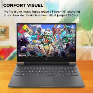 Image PC Portable 16,1" FHD HP A2MX3EA Victus (i7, RAM 16Go, SSD 512Go, RTX 4070 8GB, Win 11) - AZERTY - Argent mica