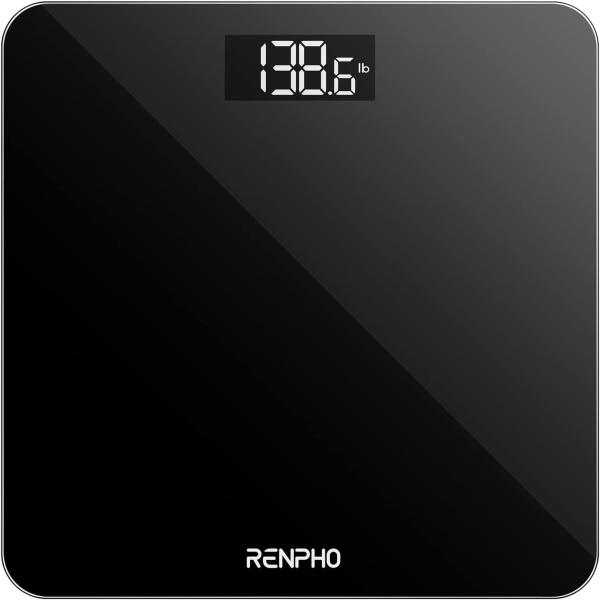 Image RENPHO Step-On - Pèse-personne Numérique - Haute Précision - Affichage Lumineux - 180kg max - Noir