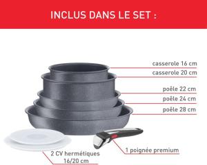 Image Set 8 Pièces Tefal L7669802 Ingenio Natural On - Batterie de cuisine Compatible Induction - Fabriqué en France
