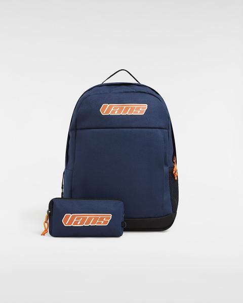 Image Pack Vans Skool - Sac à dos Enfant - Garçon ou Fille (18L) + Trousse Pochette (5L) - Gris, Bleu ou Rose