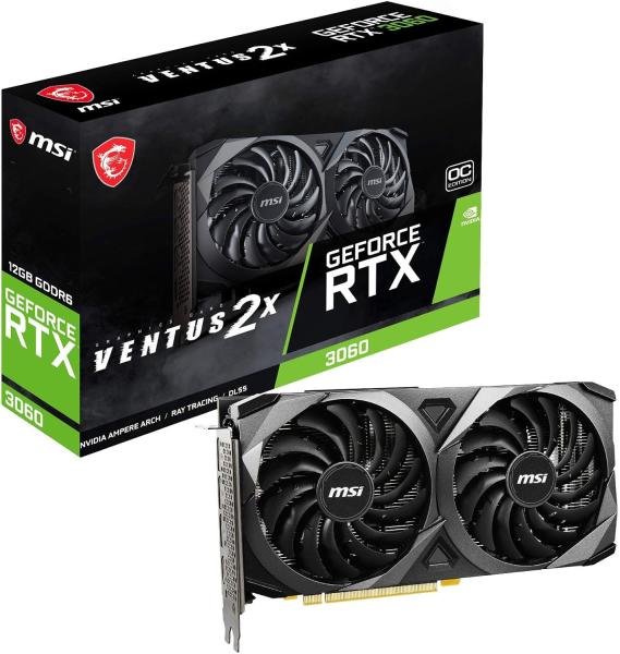 Image Carte graphique MSI GeForce RTX 3060 VENTUS 2X 12G OC - 2 Go GDDR6, 1807 MHz, PCI Express Gen 4 - 4K à 120 Hz