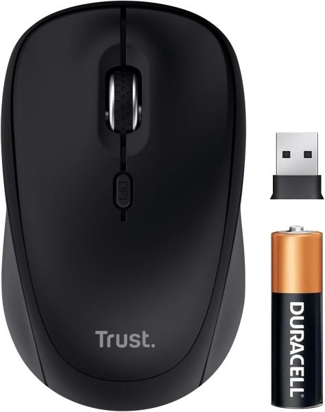 Image Souris sans Fil Trust Yuki - Silencieuse Bluetooth + 2.4GHz avec Pile - Ambidextre - Multi-plateforme - Noir