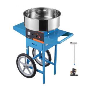 Image Vevor MHTJJPHC01 - Machine à barbe à papa électrique professionnelle avec chariot - 1000W - bol en acier inox et cuillère à sucre - Bleu