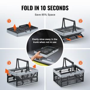 Image VEVOR WS-L2 - Pack 3 Paniers à provisions de courses pliables portables avec poignée - 3 pièces  -16L