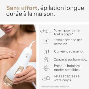 Image Épilateur À Lumière Pulsée Braun PL5152 Silk·expert Pro 5 + Pochette, Tête De Précision, Rasoir Venus Doré/Blanc