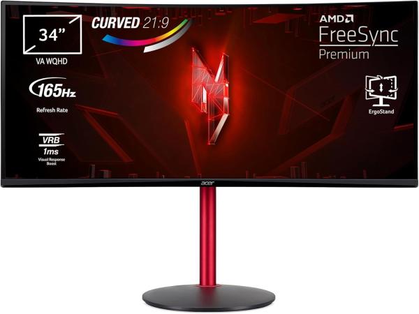Image Écran PC Gamer Incurvé 34" WQHD Acer Nitro XZ342CUPbmiiphfx - 144 Hz (3440x1440, 21:9, FreeSync, 1ms VRB, 400 Nits, Comfyview, BlueLightShield - Noir