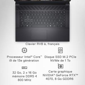 Image PC Portable 16'' QHD+ Dell 7630  G16 - Ecran 240 Hz (i9, RAM 32Go, SSD 1To, RTX 4070, Win 11) - AZERTY - Gris