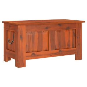 Image Coffre Vodali  de rangement avec couvercle marron bois massif d’acacia - 70 x 35 x 37 cm - Marron