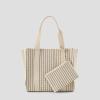 Image Vivaia Sarah - Sac fourre-tout léger Femme - 20L - Cream ivory navy stripe ou Smoky blue chevron