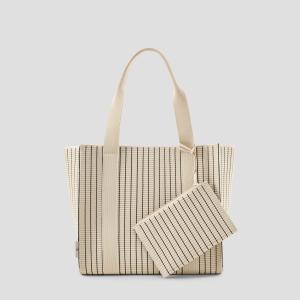 Image Vivaia Sarah - Sac fourre-tout léger Femme - 20L - Cream ivory navy stripe ou Smoky blue chevron