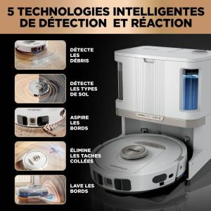 Image Shark AV2800ZEEUWH PowerDetect 2-en-1 Robot Aspirateur Lavage, Autovideur NeverTouch Pro, LiDAR, Wi-Fi
