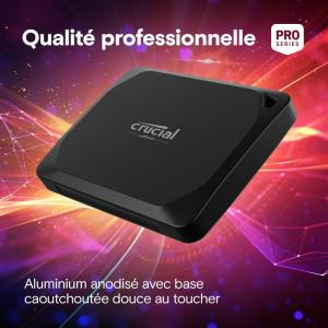 Image Disque SSD 2To Externe Portable Crucial X10 Pro - Résistance à l’eau et à la Poussière IP55 - Noir